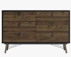 Best Daells Bolighus Kommode Ry m. 6 skuffer Sort/Valnød