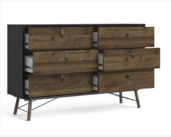 Best Daells Bolighus Kommode Ry m. 6 skuffer Sort/Valnød