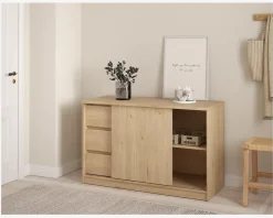 Discount Daells Bolighus Komode Naia med 3 skuffer og 1 skydelåge eg