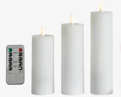 Hot Daells Bolighus LED Bloklys Sæt 3Stk Ø.5cm Hvid