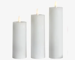 Hot Daells Bolighus LED Bloklys Sæt 3Stk Ø.5cm Hvid