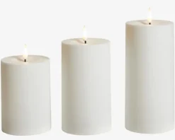 Discount Daells Bolighus LED Bloklys Sæt 3Stk Plastik Hvid