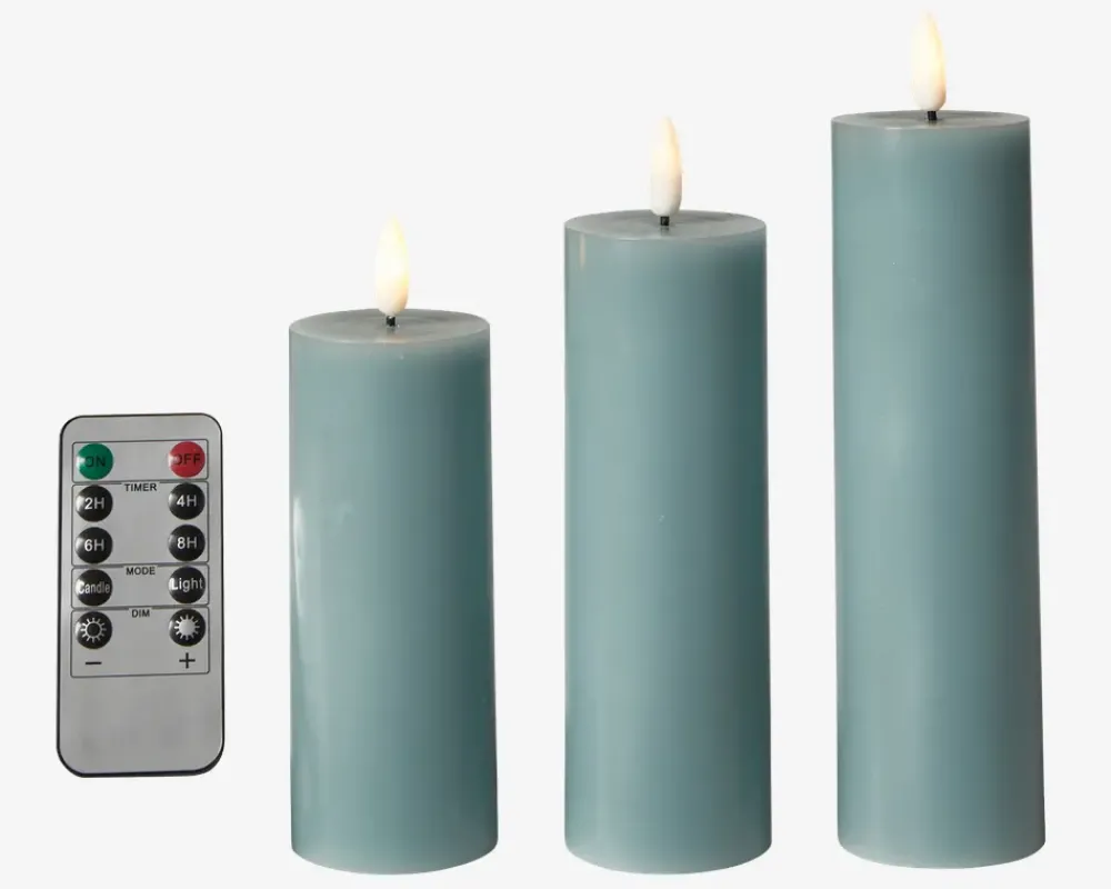 Daells Bolighus LED Bloklys Sæt 3Stk Sea Ø.5cm Blå