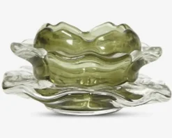 Hot Daells Bolighus Loe fyrfadsstage lotusblomst grøn Ø.9 cm