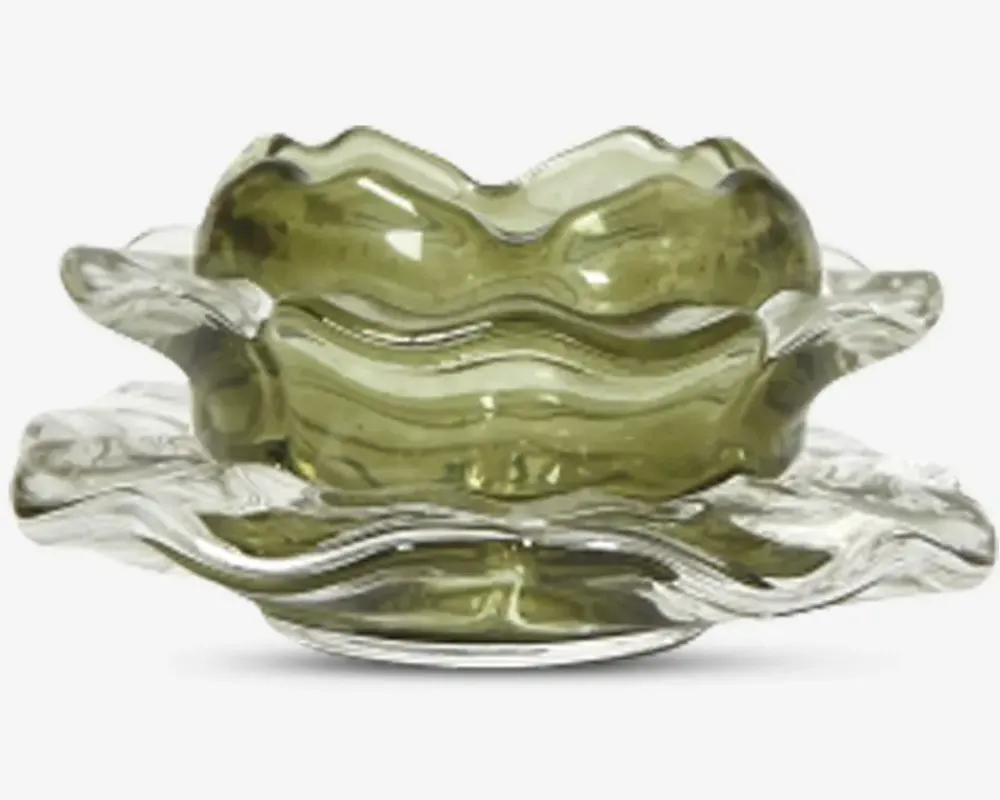 Hot Daells Bolighus Loe fyrfadsstage lotusblomst grøn Ø.9 cm