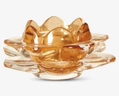 Sale Daells Bolighus Loe fyrfadsstage lotusblomst amber Ø.12 cm Orange