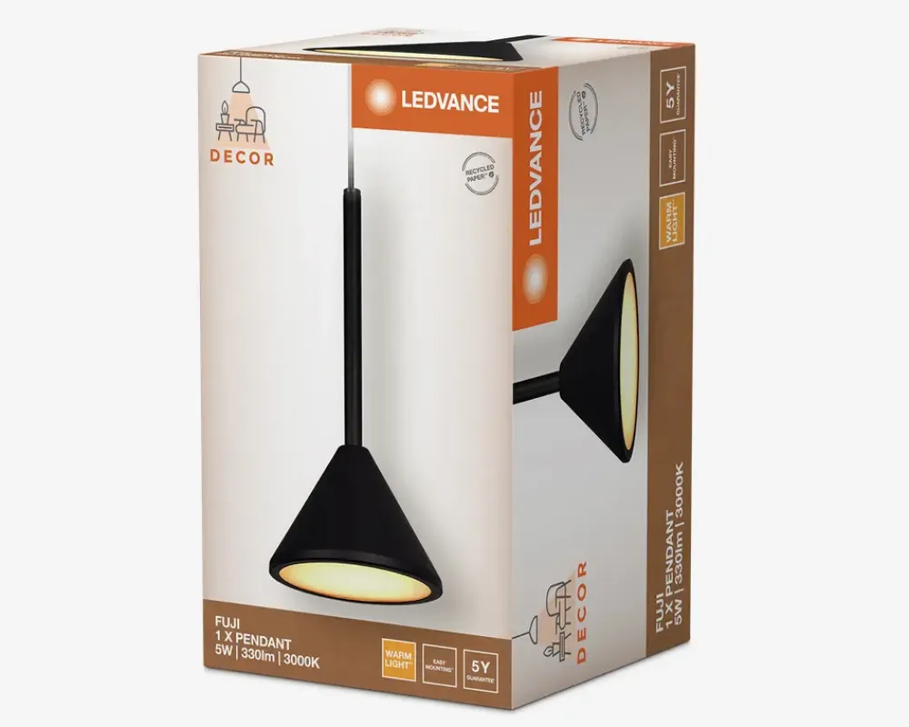 Outlet Daells Bolighus Loftlampe Fuji single sort Ø.12 cm