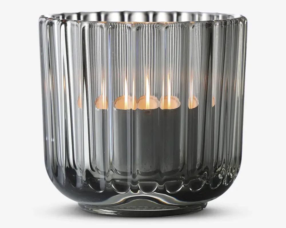 New Daells Bolighus Lyngby fyrfadsstage glas H.6,5 cm Røgfarvet