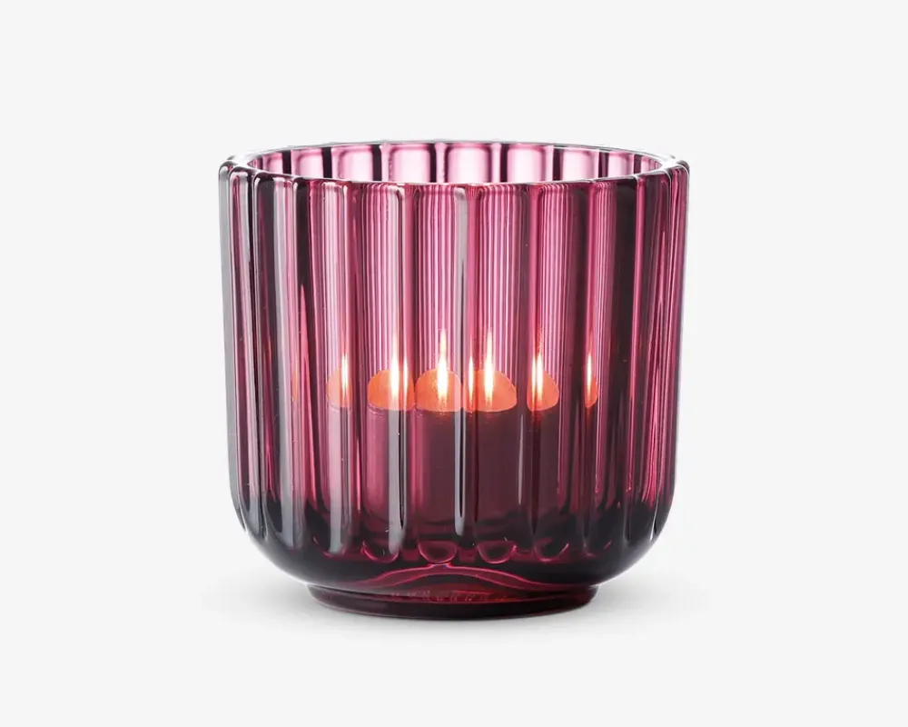 Clearance Daells Bolighus Lyngby fyrfadsstage glas H.6,5 cm Lilla