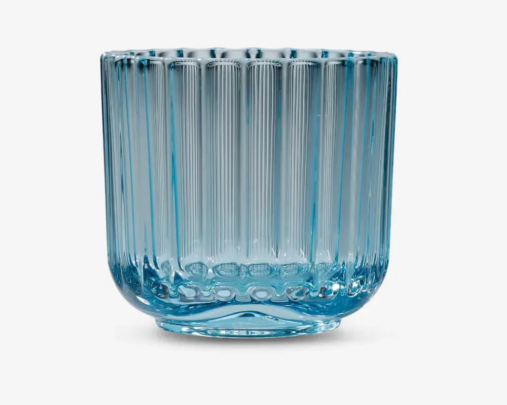 Outlet Daells Bolighus Lyngby fyrfadsstage glas lyse H.6,5 cm Blå
