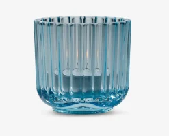 Outlet Daells Bolighus Lyngby fyrfadsstage glas lyse H.6,5 cm Blå