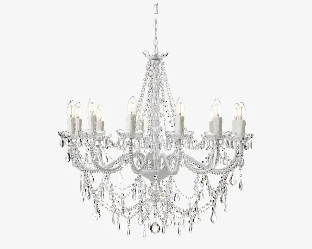 New Daells Bolighus Lysekrone Imperial 12-Armet Hvid Ø.74 cm