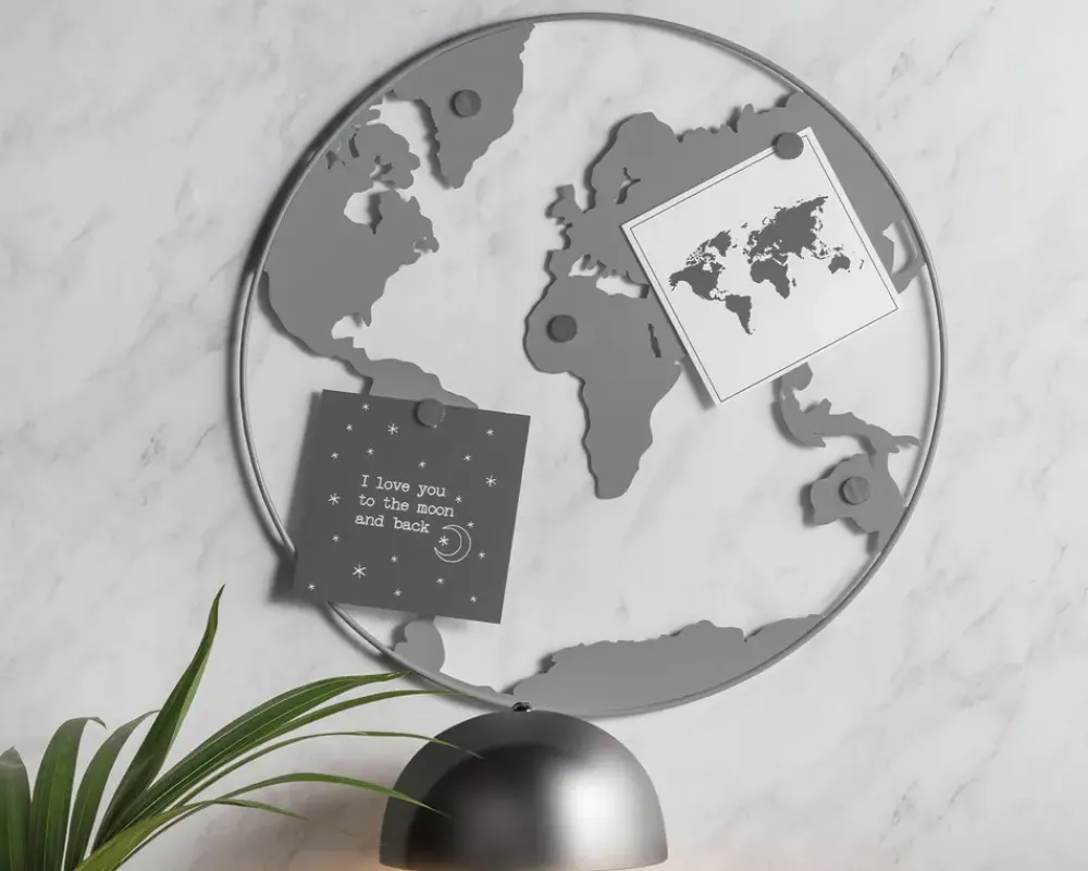 Best Daells Bolighus Magnettavle verden jern Ø.50 cm Grå