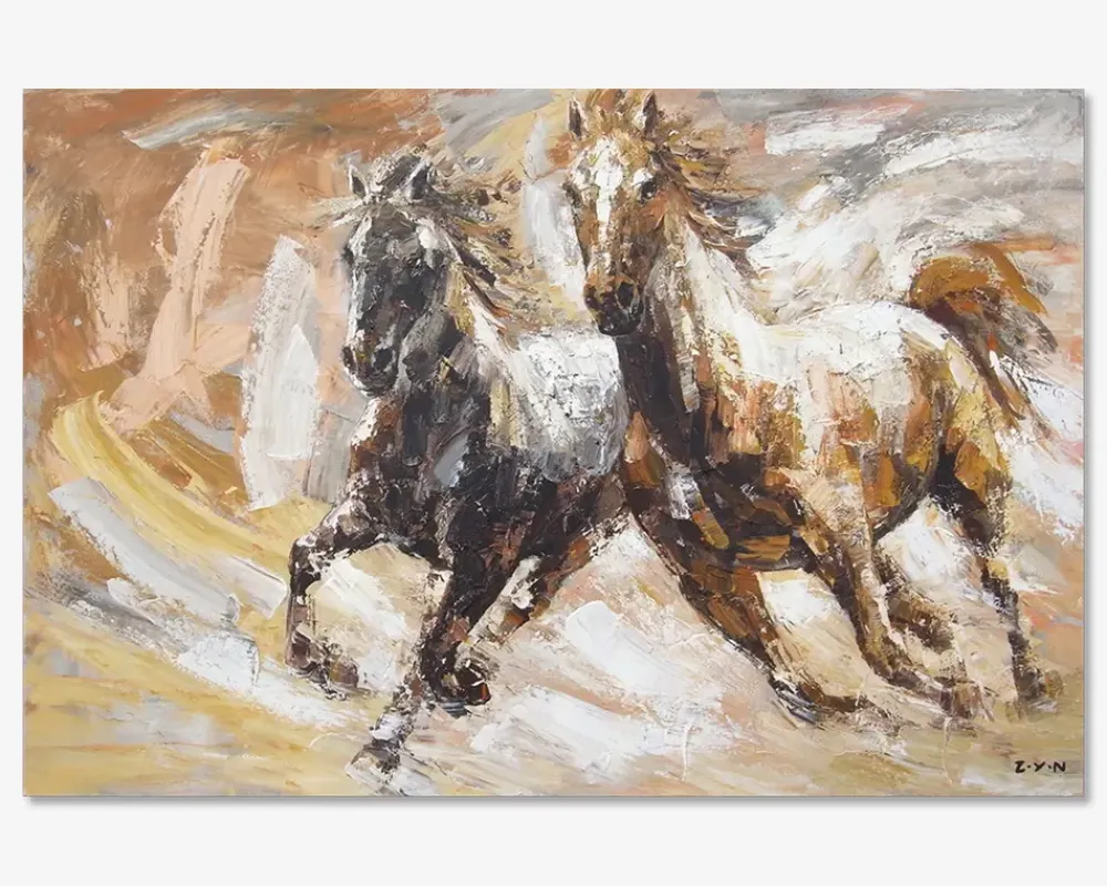 Discount Daells Bolighus Maleri 2 heste brun 120x80 cm