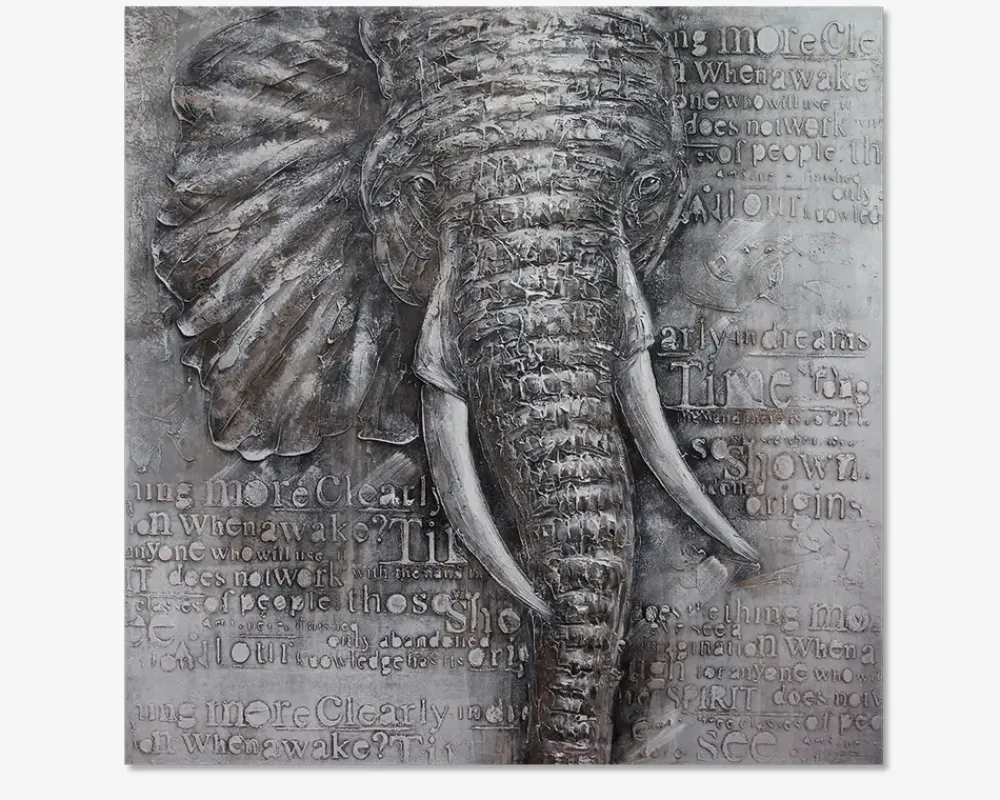 Best Daells Bolighus Maleri elefant grå 120x120 cm