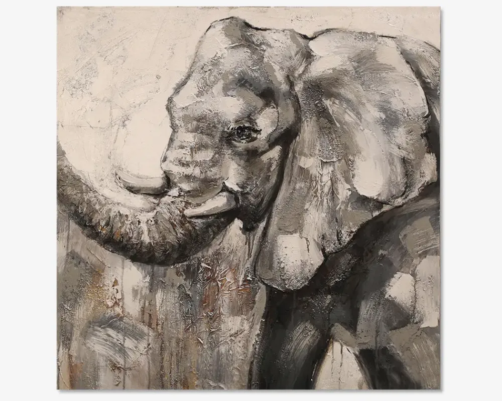 Outlet Daells Bolighus Maleri elefant grå 80x80 cm