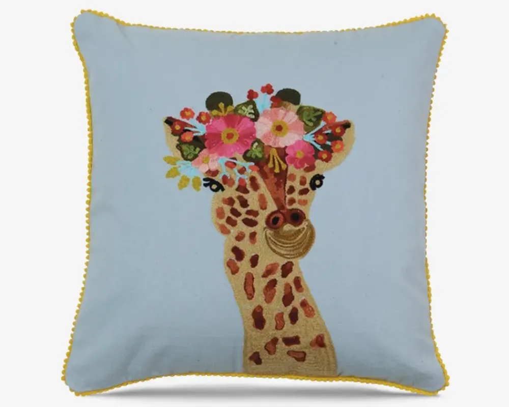 Clearance Daells Bolighus Pude broderi bomuld giraf 45x45 cm