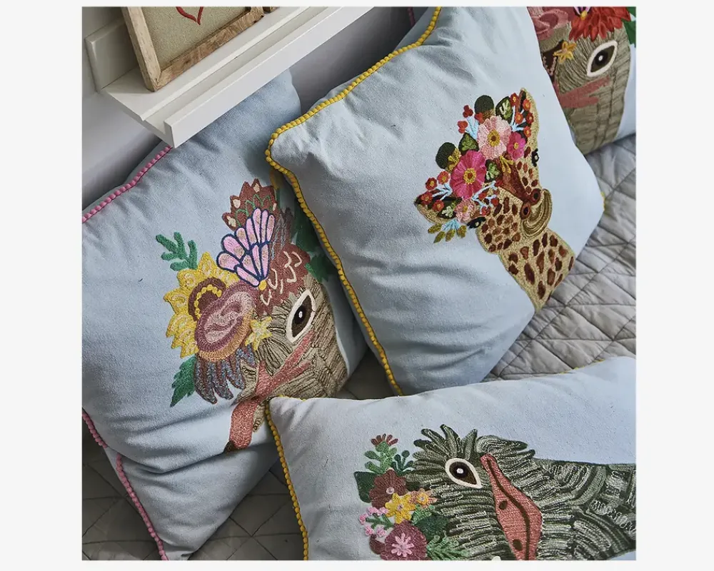 Discount Daells Bolighus Pude broderi bomuld struds pink 45x45 cm