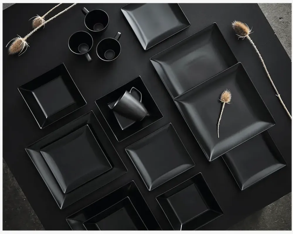 Best Daells Bolighus Quadro Tallerken Flad 26x26 cm Sort