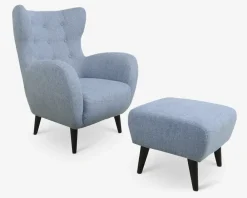 Best Daells Bolighus Øreklapstol Inkl. Fodskammel Blå
