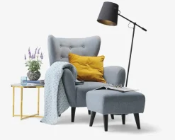 Best Daells Bolighus Øreklapstol Inkl. Fodskammel Blå