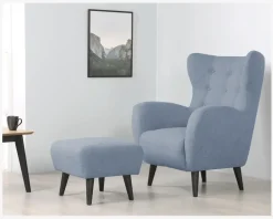 Best Daells Bolighus Øreklapstol Inkl. Fodskammel Blå