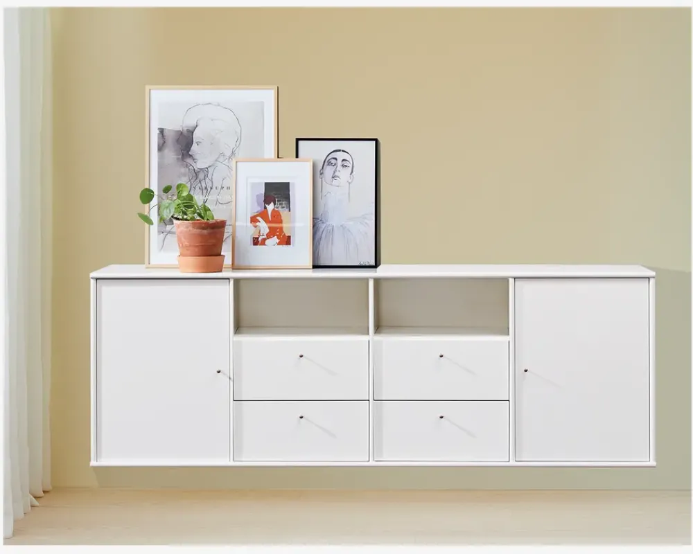 Hot Daells Bolighus Reol Mistral 4 Sekt. m/2 Døre og 4 Skuffer Hvid