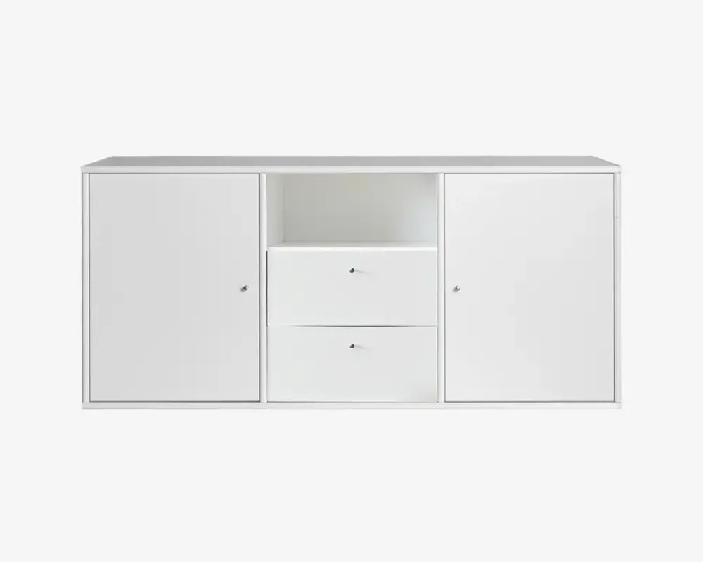 Online Daells Bolighus Reol Mistral 3 Sekt. m/2 Døre og 2 Skuffer Hvid