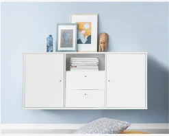 Online Daells Bolighus Reol Mistral 3 Sekt. m/2 Døre og 2 Skuffer Hvid