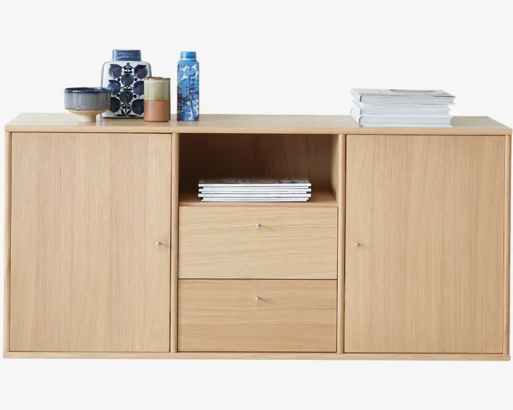 Sale Daells Bolighus Reol Mistral 3 sekt. m/2 døre og 2 Skuffer Eg