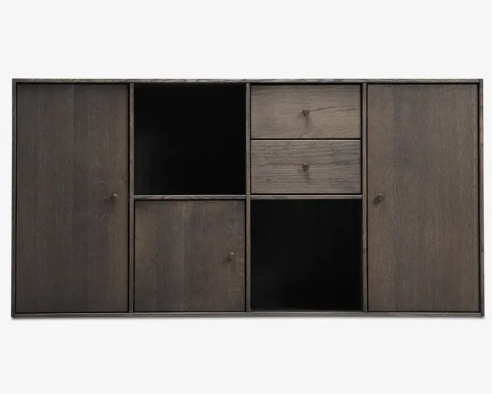 New Daells Bolighus Reolopstilling med døre og skuffer Røget Eg