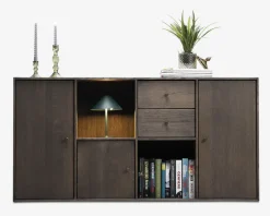 New Daells Bolighus Reolopstilling med døre og skuffer Røget Eg