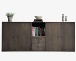 Daells Bolighus Reolopstilling med døre og skuffer Røget Eg