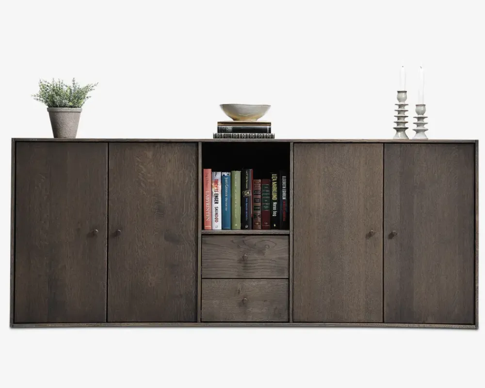 Daells Bolighus Reolopstilling med døre og skuffer Røget Eg