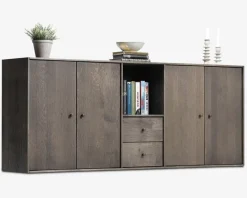 Daells Bolighus Reolopstilling med døre og skuffer Røget Eg