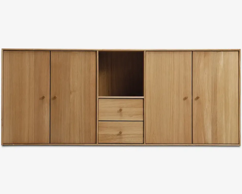 Best Daells Bolighus Reolopstilling med døre og skuffer oileret Eg