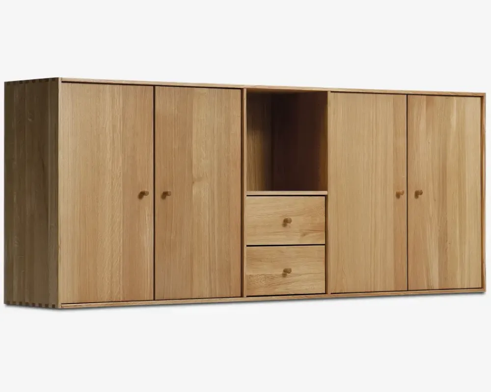 Best Daells Bolighus Reolopstilling med døre og skuffer oileret Eg