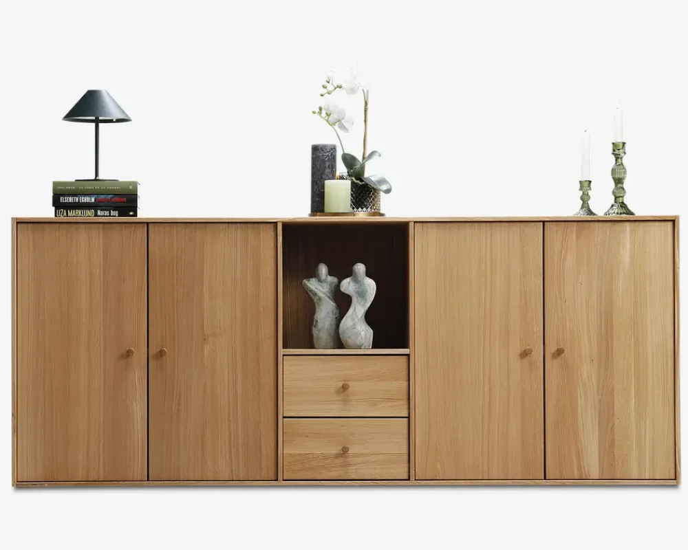 Best Daells Bolighus Reolopstilling med døre og skuffer oileret Eg