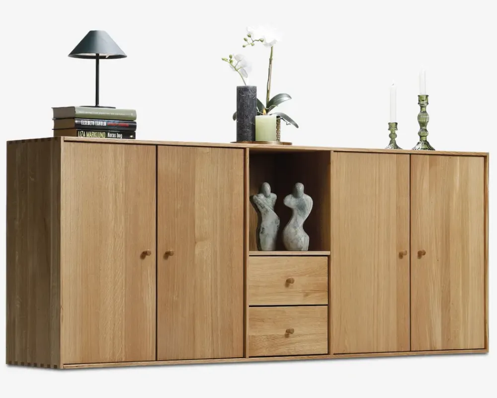 Best Daells Bolighus Reolopstilling med døre og skuffer oileret Eg