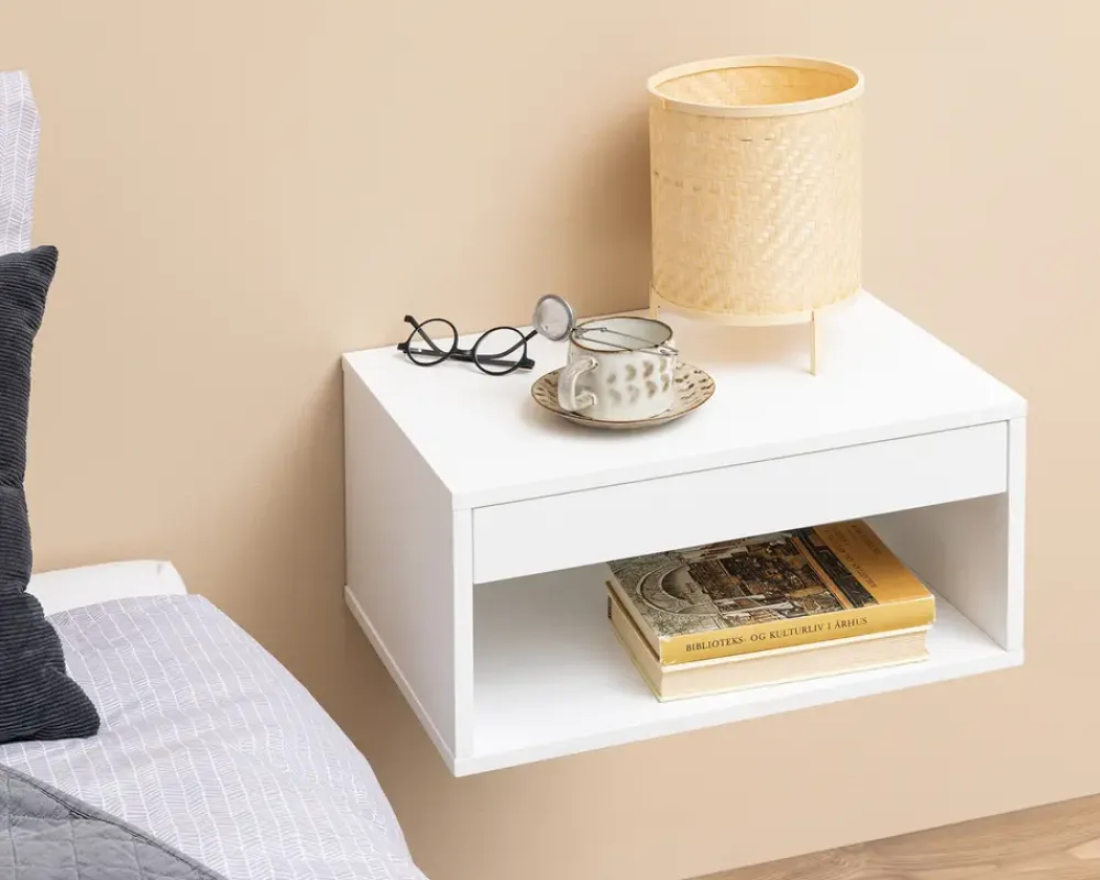 Best Daells Bolighus Sengebord Cholet med 1 skuffe hvid