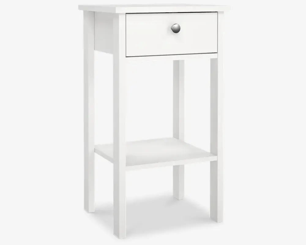 Online Daells Bolighus Sengebord Madrid hvid med 1 skuffe