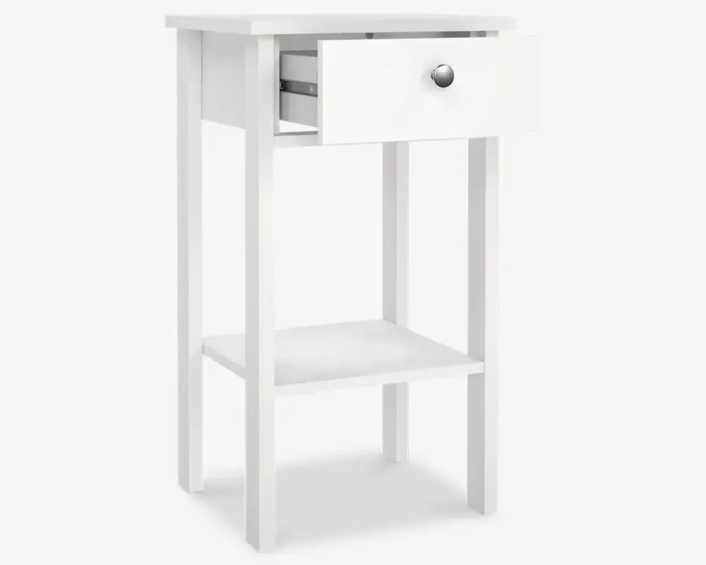 Online Daells Bolighus Sengebord Madrid hvid med 1 skuffe