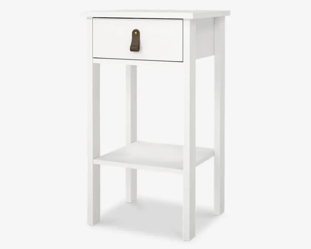 Online Daells Bolighus Sengebord Madrid hvid med 1 skuffe