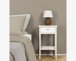 Online Daells Bolighus Sengebord Madrid hvid med 1 skuffe