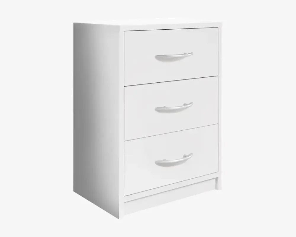 Daells Bolighus Sengebord Pepe med 3 skuffer hvid