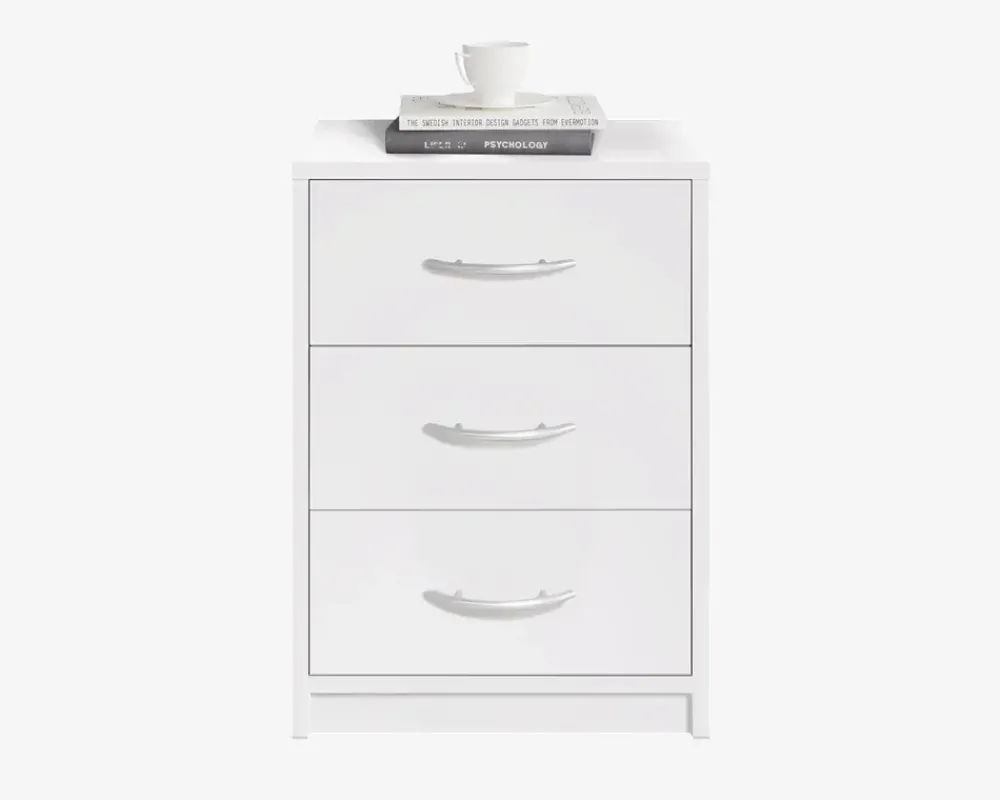 Daells Bolighus Sengebord Pepe med 3 skuffer hvid