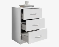 Daells Bolighus Sengebord Pepe med 3 skuffer hvid