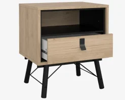 Online Daells Bolighus Sengebord Ry m. 1 skuffe og 1 hylde eg