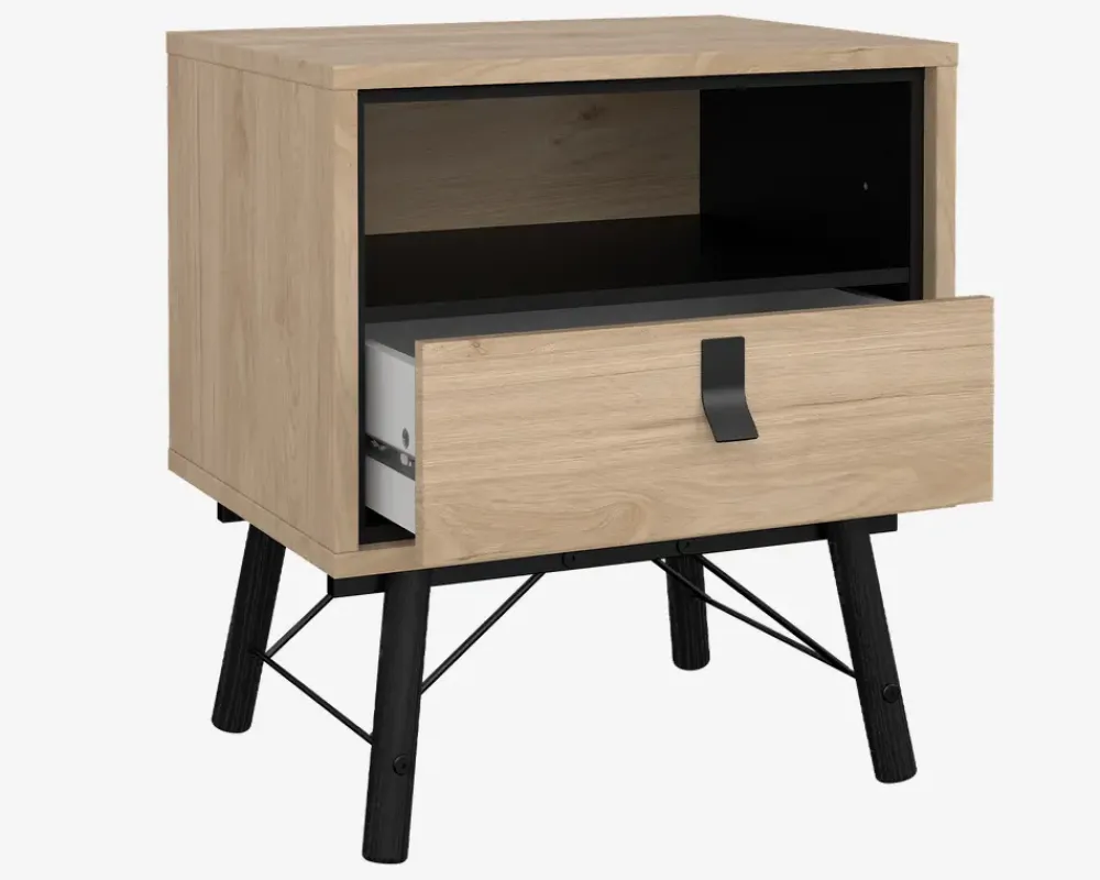 Online Daells Bolighus Sengebord Ry m. 1 skuffe og 1 hylde eg