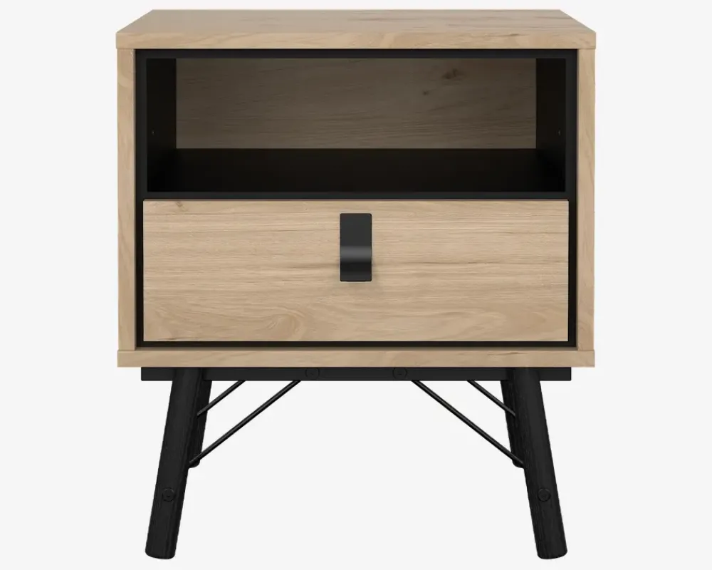 Online Daells Bolighus Sengebord Ry m. 1 skuffe og 1 hylde eg